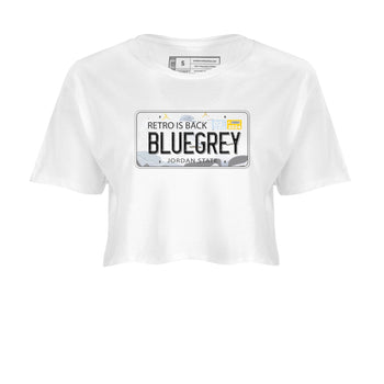 13s Blue Grey shirt to match jordans Jordan Plate sneaker tees Air Jordan 13 Blue Grey SNRT Sneaker Release Tees White 2 crop length shirt
