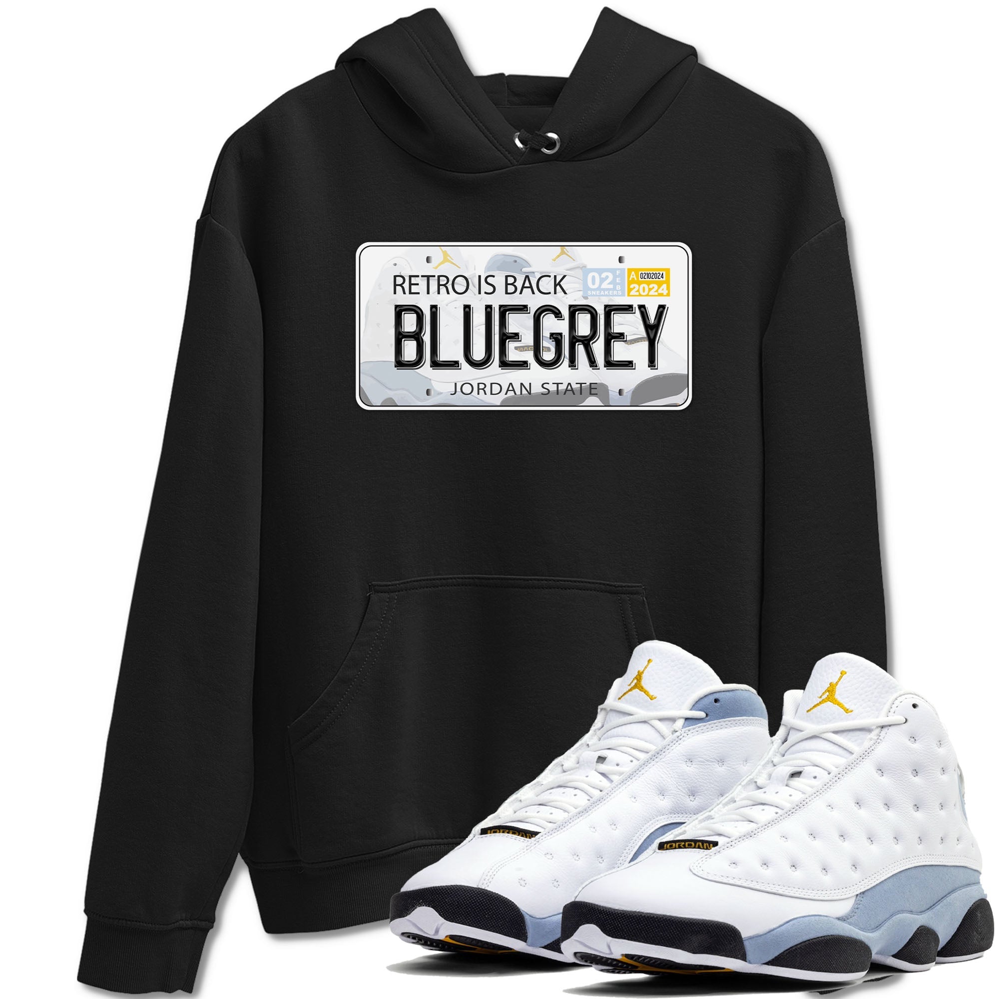 13s Blue Grey shirt to match jordans Jordan Plate sneaker tees Air Jordan 13 Blue Grey SNRT Sneaker Release Tees unisex cotton Black 1 crew neck shirt