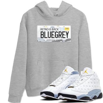 13s Blue Grey shirt to match jordans Jordan Plate sneaker tees Air Jordan 13 Blue Grey SNRT Sneaker Release Tees unisex cotton Heather Grey 1 crew neck shirt