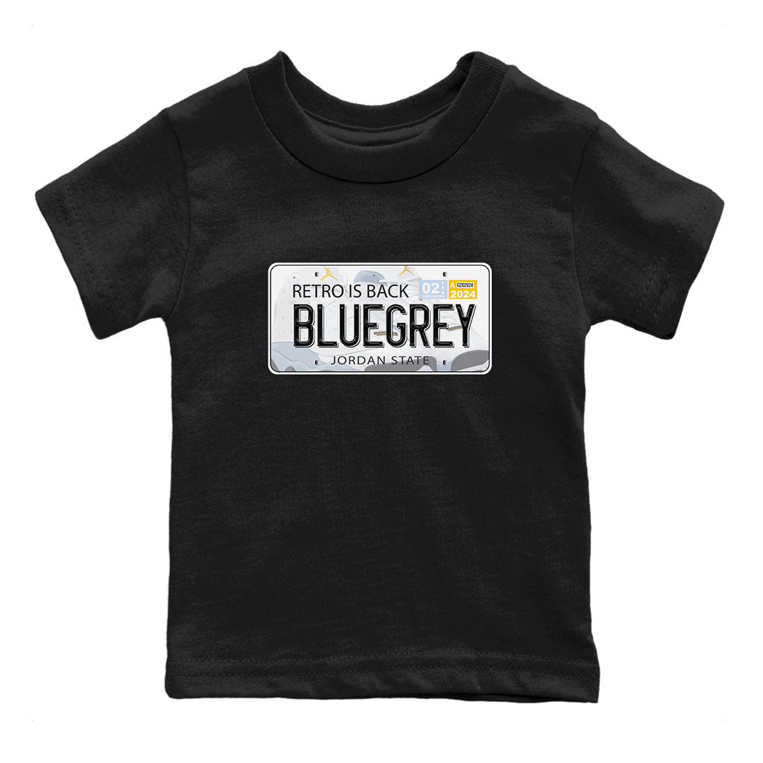 13s Blue Grey shirt to match jordans Jordan Plate sneaker tees Air Jordan 13 Blue Grey SNRT sneaker release tees baby toddler Black 2 cotton Shirt