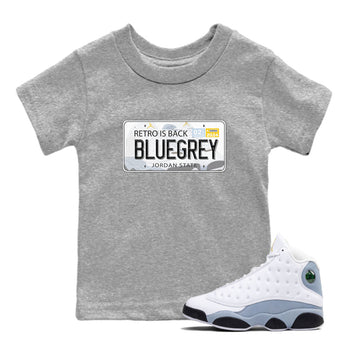 13s Blue Grey shirt to match jordans Jordan Plate sneaker tees Air Jordan 13 Blue Grey SNRT sneaker release tees baby toddler Heather Grey 1 cotton Shirt