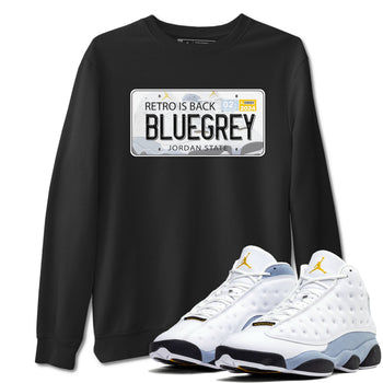13s Blue Grey shirt to match jordans Jordan Plate sneaker tees Air Jordan 13 Blue Grey SNRT Sneaker Release Tees unisex cotton Black 1 crew neck shirt