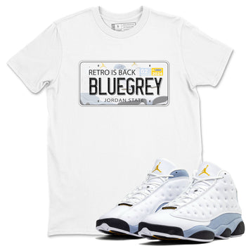 13s Blue Grey shirt to match jordans Jordan Plate sneaker tees Air Jordan 13 Blue Grey SNRT Sneaker Release Tees unisex cotton White 1 crew neck shirt