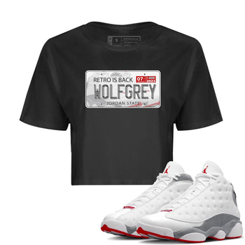 AJ13 Wolf Grey Sneaker Match Tees Jordan Plate Sneaker Tees Air Jordan 13 Wolf Grey SNRT Sneaker Release Tees Women's Shirts Black 1