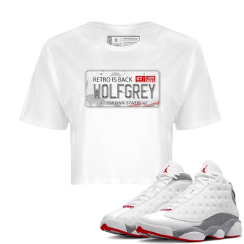 AJ13 Wolf Grey Sneaker Match Tees Jordan Plate Sneaker Tees Air Jordan 13 Wolf Grey SNRT Sneaker Release Tees Women's Shirts White 1