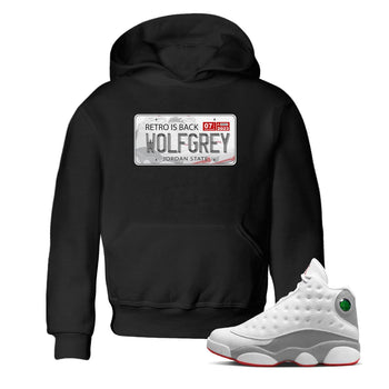 AJ13 Wolf Grey Sneaker Match Tees Jordan Plate Sneaker Tees Air Jordan 13 Wolf Grey SNRT Sneaker Release Tees Kids Shirts Black 1