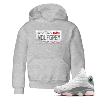 AJ13 Wolf Grey Sneaker Match Tees Jordan Plate Sneaker Tees Air Jordan 13 Wolf Grey SNRT Sneaker Release Tees Kids Shirts Heather Grey 1