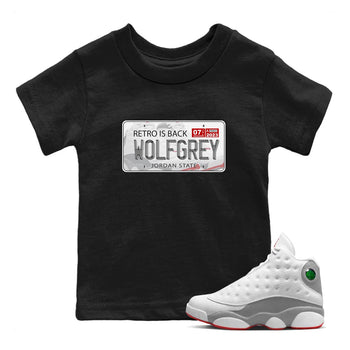 AJ13 Wolf Grey Sneaker Match Tees Jordan Plate Sneaker Tees Air Jordan 13 Wolf Grey SNRT Sneaker Release Tees Kids Shirts Black 1
