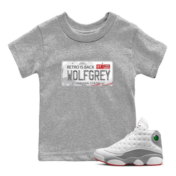 AJ13 Wolf Grey Sneaker Match Tees Jordan Plate Sneaker Tees Air Jordan 13 Wolf Grey SNRT Sneaker Release Tees Kids Shirts Heather Grey 1