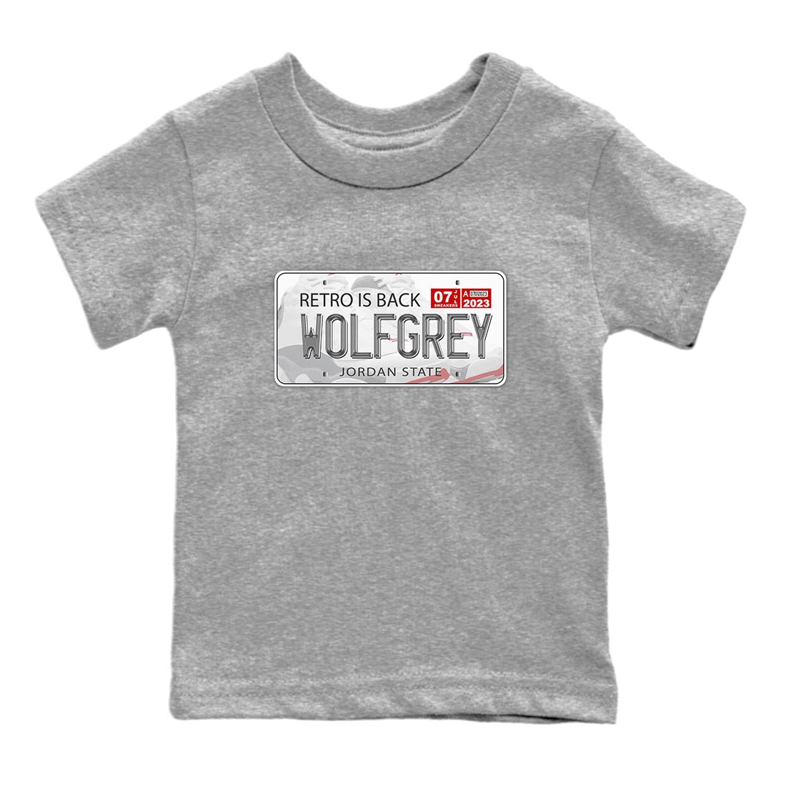 AJ13 Wolf Grey Sneaker Match Tees Jordan Plate Sneaker Tees Air Jordan 13 Wolf Grey SNRT Sneaker Release Tees Kids Shirts Heather Grey 2