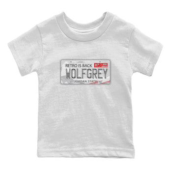 AJ13 Wolf Grey Sneaker Match Tees Jordan Plate Sneaker Tees Air Jordan 13 Wolf Grey SNRT Sneaker Release Tees Kids Shirts White 2