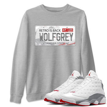 AJ13 Wolf Grey Sneaker Match Tees Jordan Plate Sneaker Tees Air Jordan 13 Wolf Grey SNRT Sneaker Release Tees Unisex Shirts Heather Grey 1