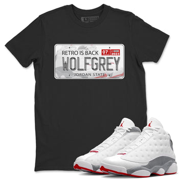 AJ13 Wolf Grey Sneaker Match Tees Jordan Plate Sneaker Tees Air Jordan 13 Wolf Grey SNRT Sneaker Release Tees Unisex Shirts Black 1