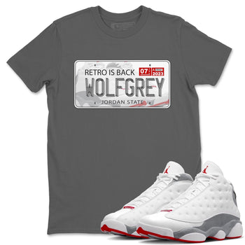 AJ13 Wolf Grey Sneaker Match Tees Jordan Plate Sneaker Tees Air Jordan 13 Wolf Grey SNRT Sneaker Release Tees Unisex Shirts Cool Grey 1