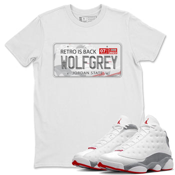 AJ13 Wolf Grey Sneaker Match Tees Jordan Plate Sneaker Tees Air Jordan 13 Wolf Grey SNRT Sneaker Release Tees Unisex Shirts White 1