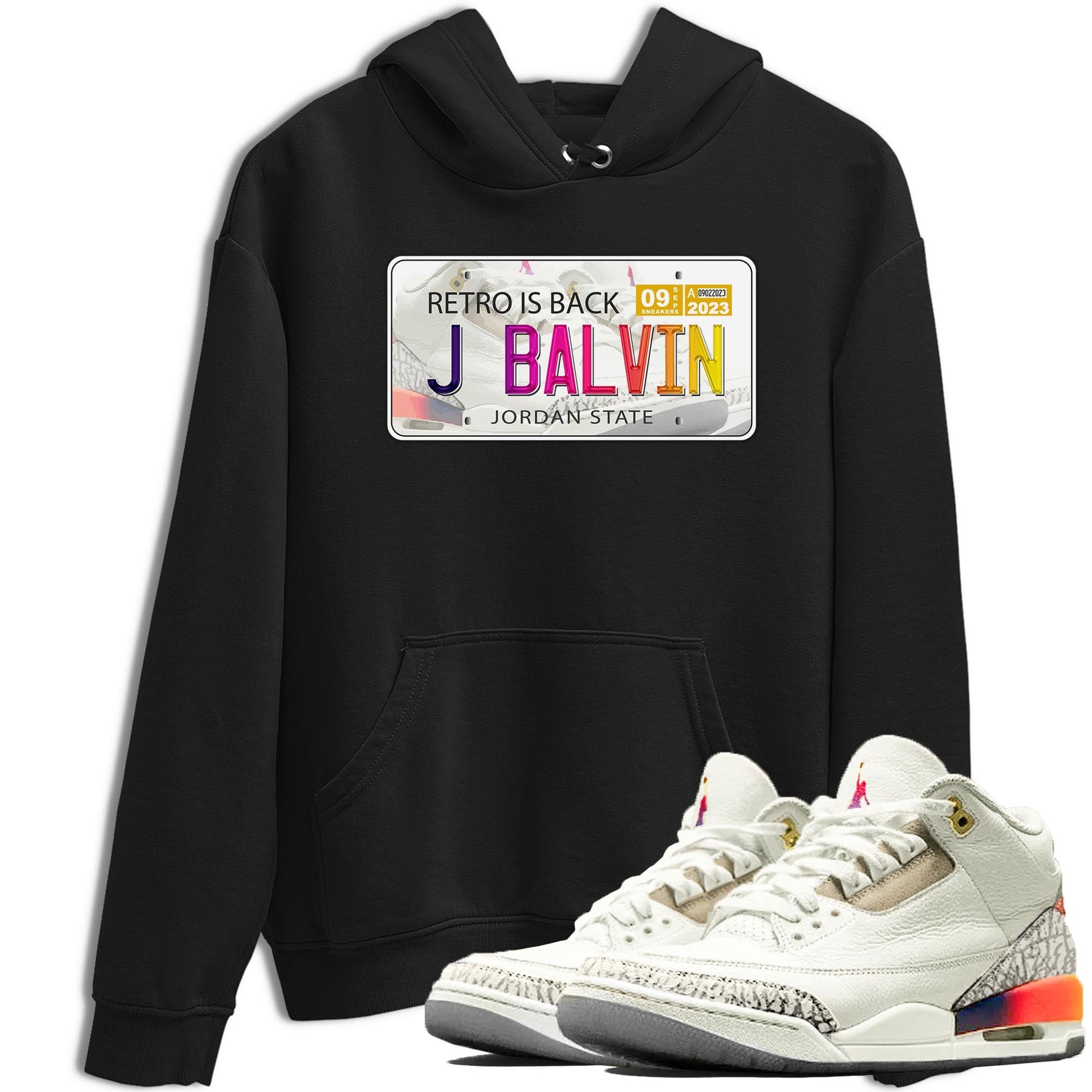 Air Jordan 3 J Balvin shirt to match jordans Jordan Plate sneaker tees Crew Neck Air Jordan 3 X J Balvin SNRT Sneaker Release Tees Unisex Casual Shirts Black 1 T-Shirt
