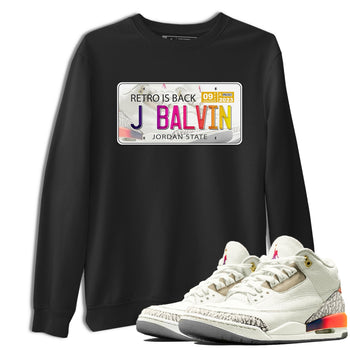 Air Jordan 3 J Balvin shirt to match jordans Jordan Plate sneaker tees Crew Neck Air Jordan 3 X J Balvin SNRT Sneaker Release Tees Unisex Casual Shirts Black 1 T-Shirt