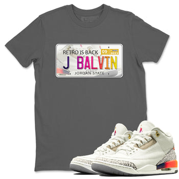 Air Jordan 3 J Balvin shirt to match jordans Jordan Plate sneaker tees Crew Neck Air Jordan 3 X J Balvin SNRT Sneaker Release Tees Unisex Casual Shirts Cool Grey 1 T-Shirt