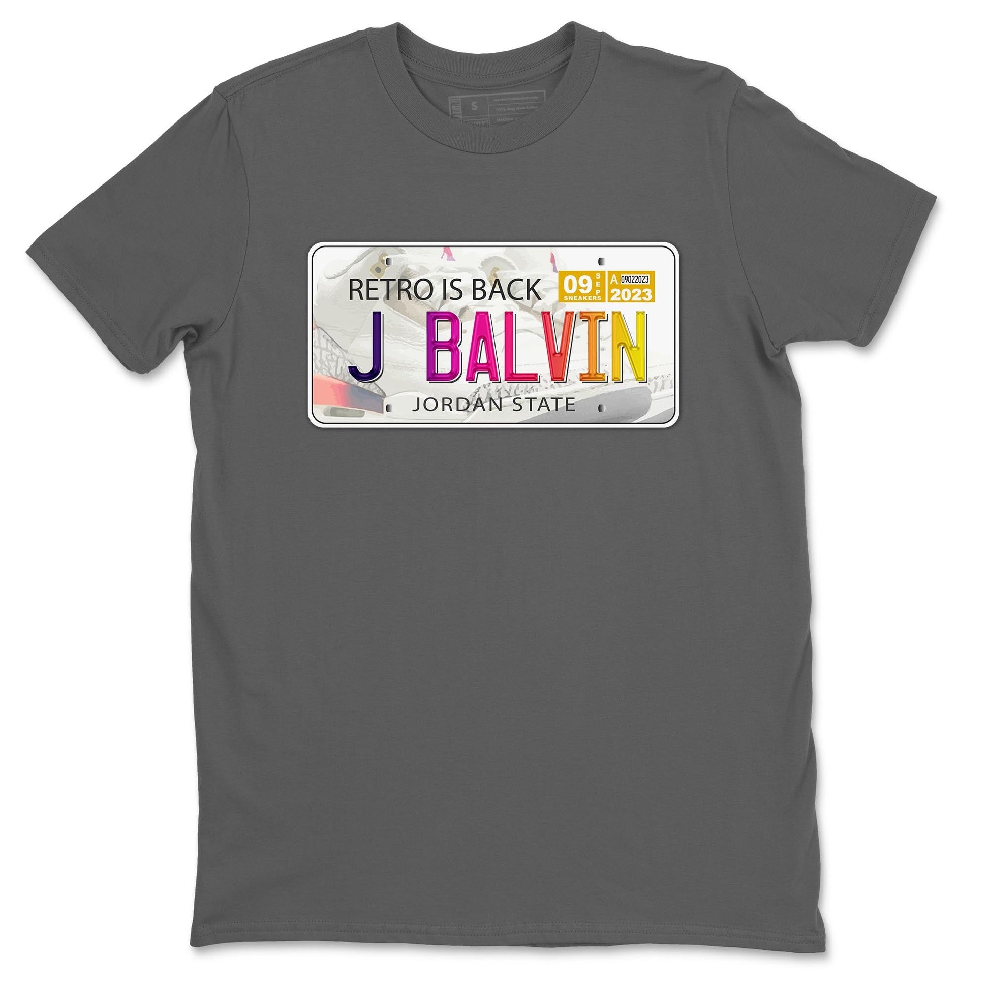 Air Jordan 3 J Balvin shirt to match jordans Jordan Plate sneaker tees Crew Neck Air Jordan 3 X J Balvin SNRT Sneaker Release Tees Unisex Casual Shirts Cool Grey 2 T-Shirt