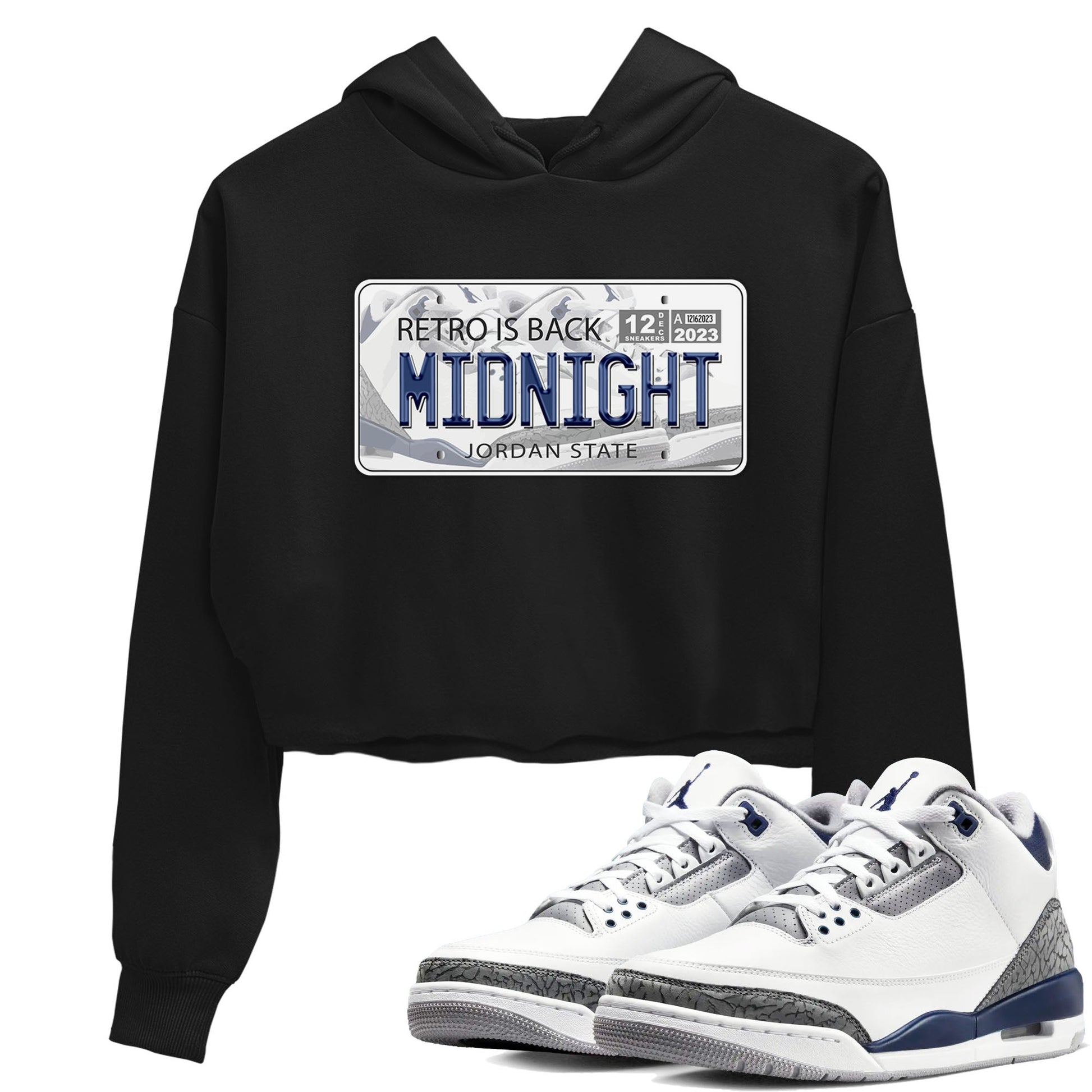 Air Jordan 3 Retro Midnight Navy shirt to match jordans Jordan Plate sneaker shirt 3s Midnight Navy SNRT sneaker tees Black 1 crop shirt