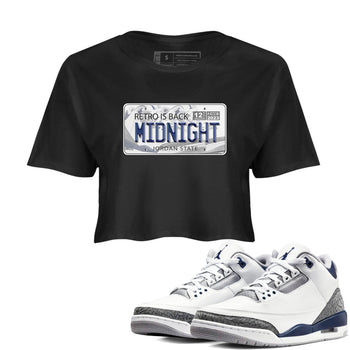 Air Jordan 3 Retro Midnight Navy shirt to match jordans Jordan Plate sneaker shirt 3s Midnight Navy SNRT sneaker tees Black 1 crop shirt