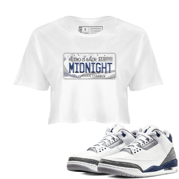 Air Jordan 3 Retro Midnight Navy shirt to match jordans Jordan Plate sneaker shirt 3s Midnight Navy SNRT sneaker tees White 1 crop shirt