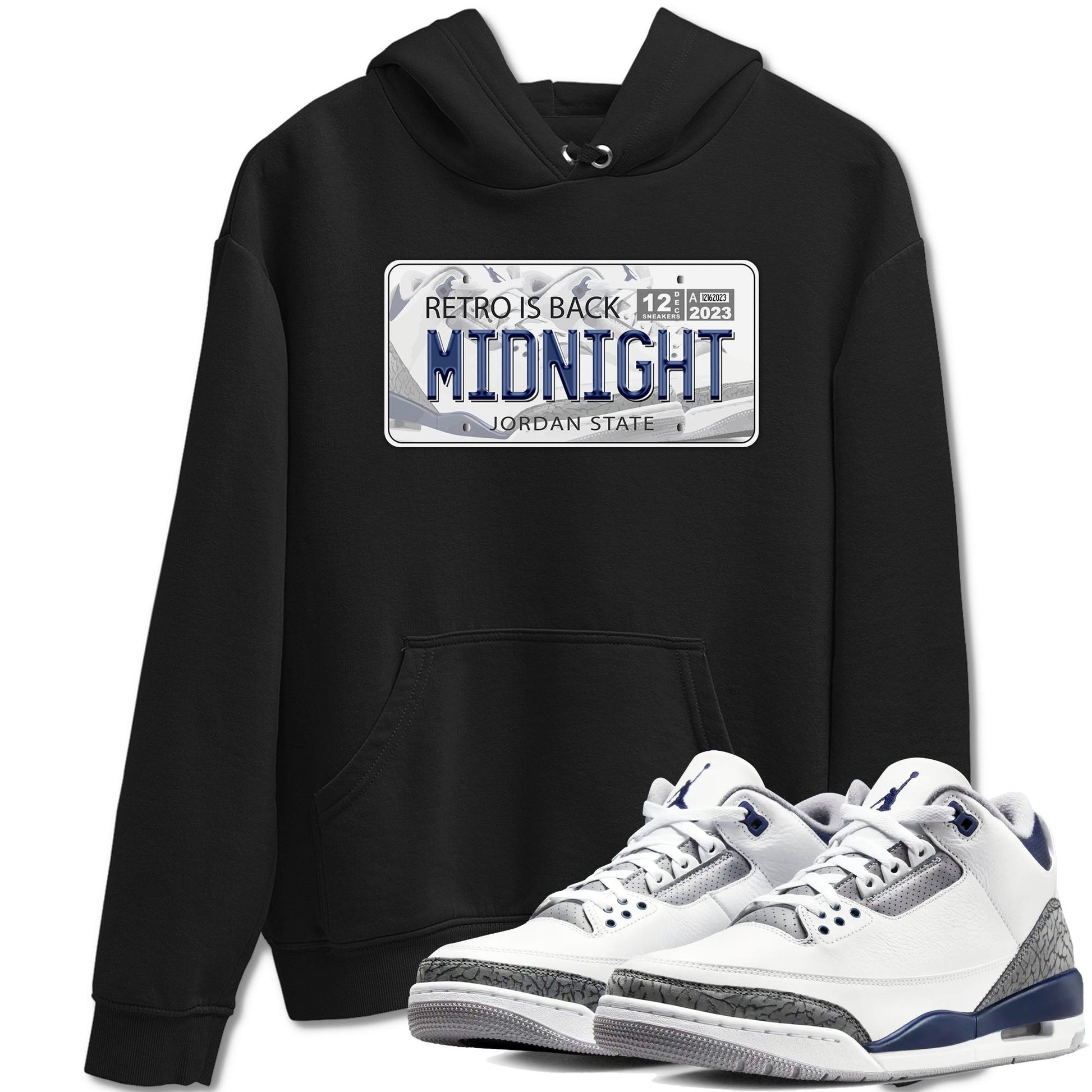 Air Jordan 3 Retro Midnight Navy shirt to match jordans Jordan Plate sneaker shirt 3s Midnight Navy SNRT sneaker tees unisex crew neck cotton Black 1 crew neck shirt