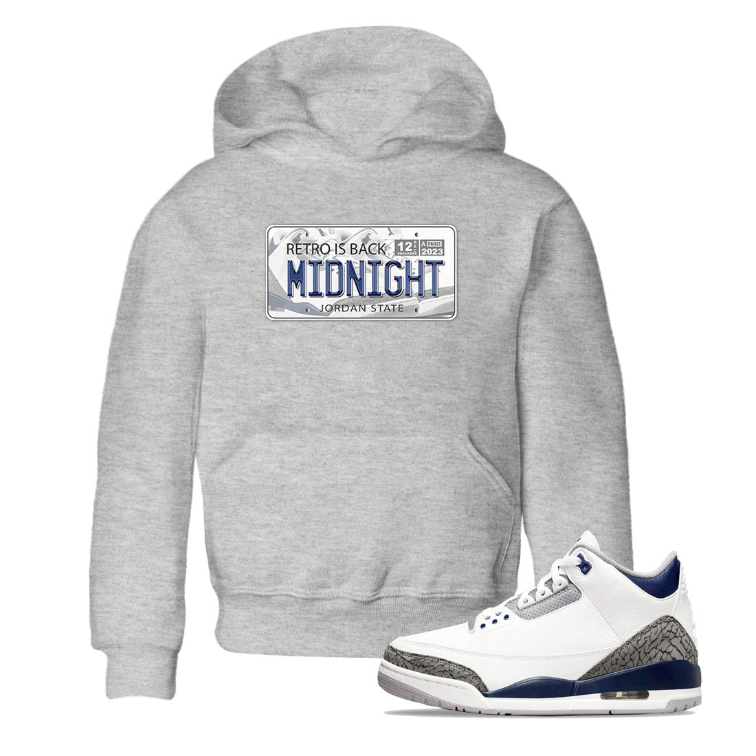 Air Jordan 3 Retro Midnight Navy shirt to match jordans Jordan Plate sneaker shirt 3s Midnight Navy SNRT sneaker tees baby toddler Heather Grey 1 cotton Shirt