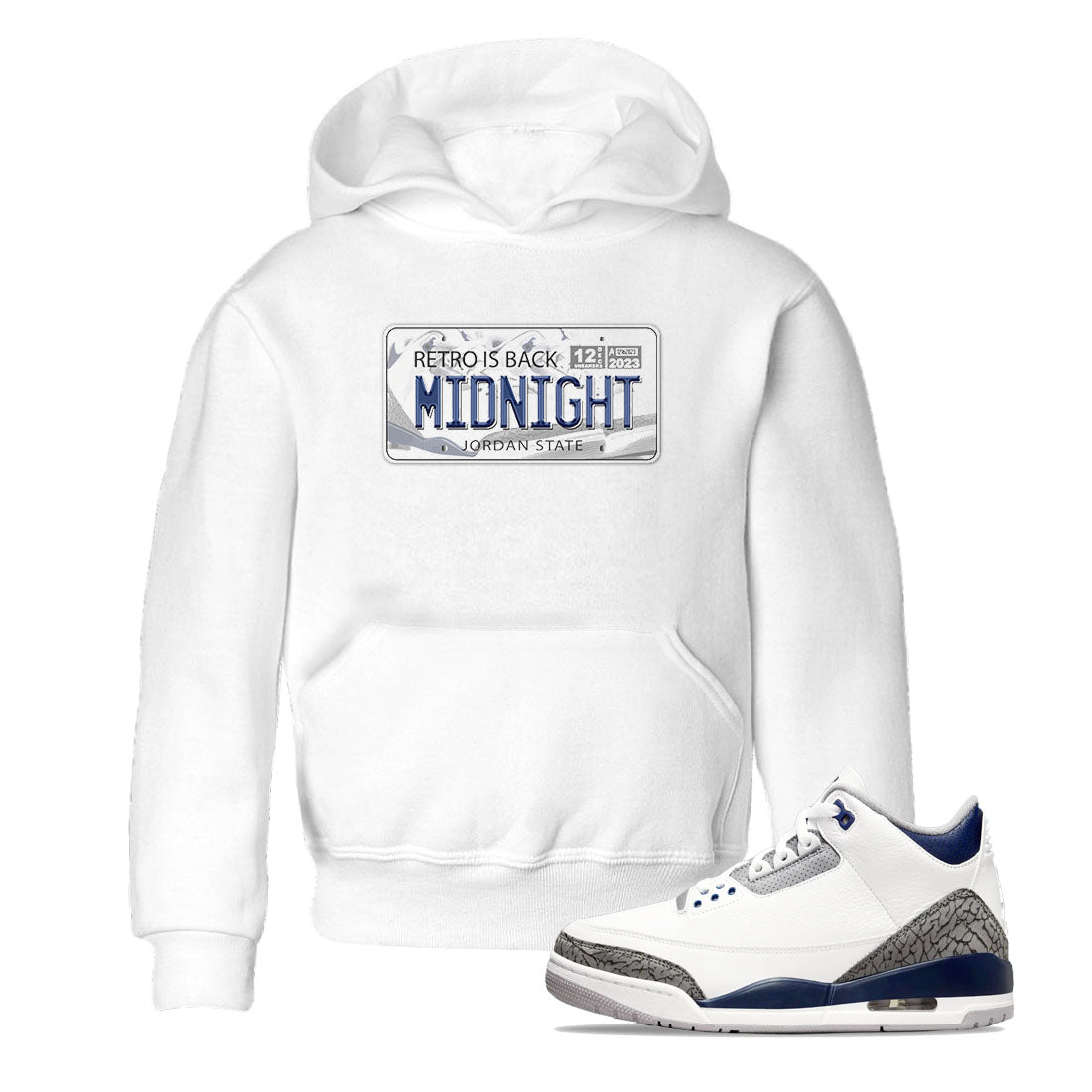 Air Jordan 3 Retro Midnight Navy shirt to match jordans Jordan Plate sneaker shirt 3s Midnight Navy SNRT sneaker tees baby toddler White 1 cotton Shirt
