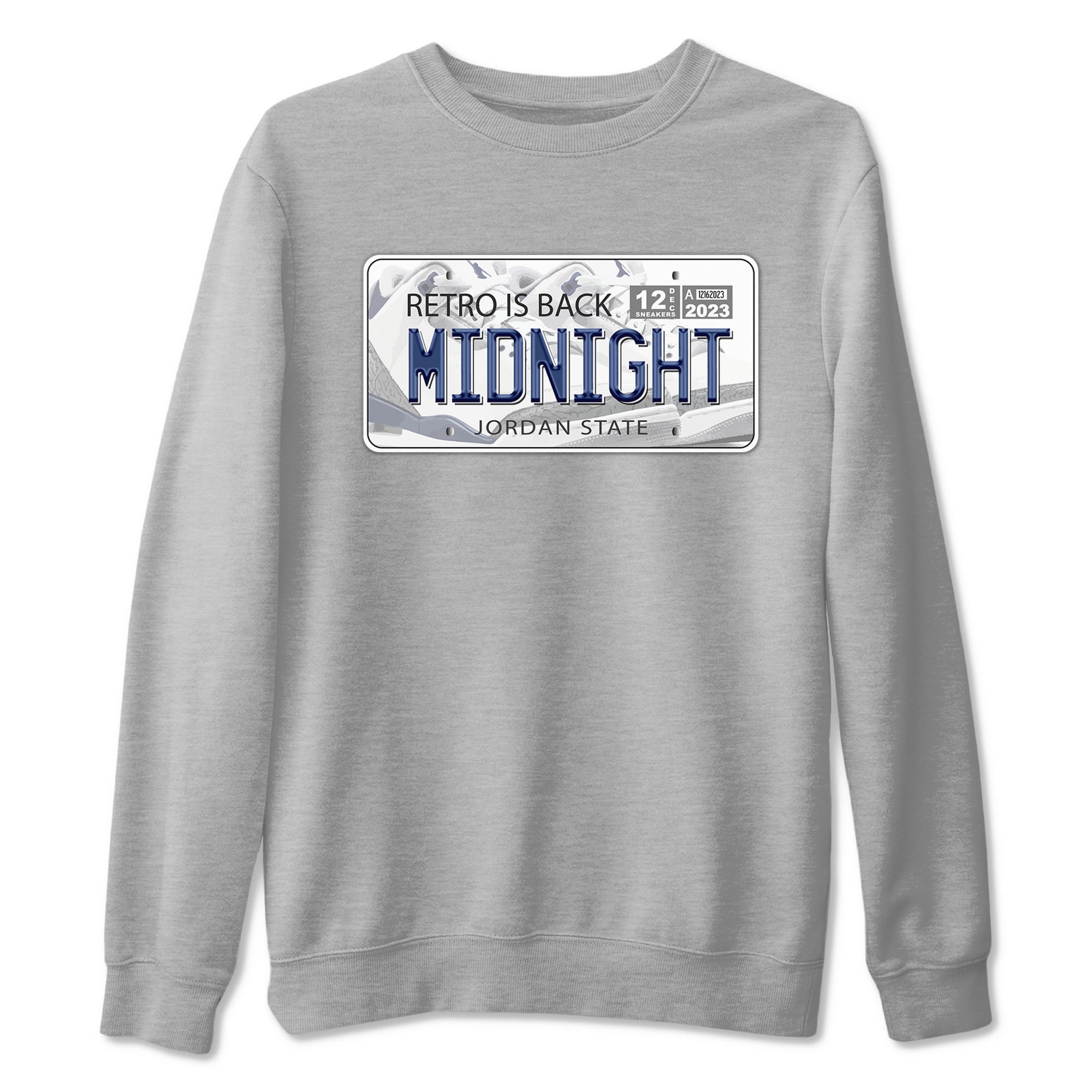 Air Jordan 3 Retro Midnight Navy shirt to match jordans Jordan Plate sneaker shirt 3s Midnight Navy SNRT sneaker tees unisex crew neck cotton Heather Grey 2 crew neck shirt