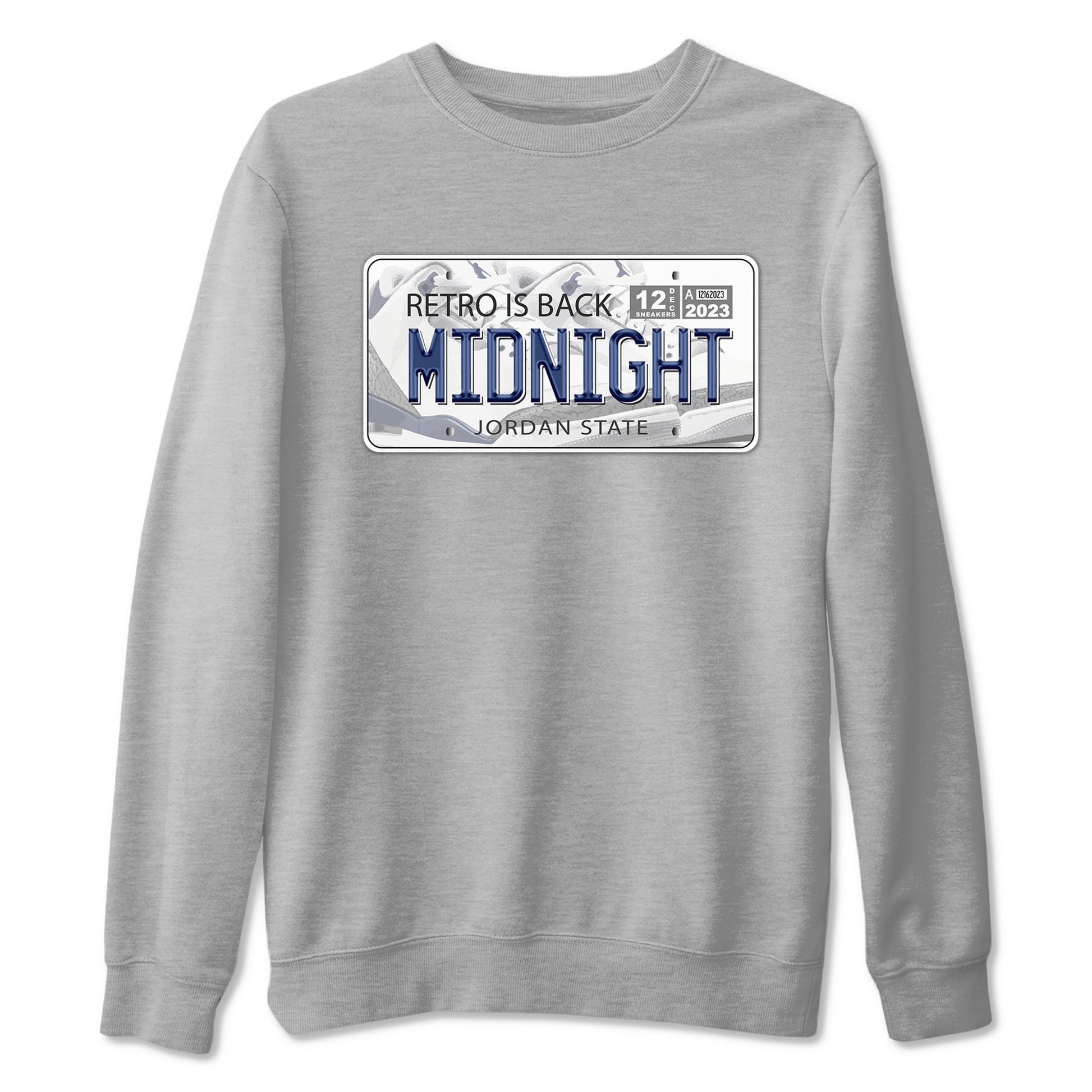 Air Jordan 3 Retro Midnight Navy shirt to match jordans Jordan Plate sneaker shirt 3s Midnight Navy SNRT sneaker tees unisex crew neck cotton Heather Grey 2 crew neck shirt
