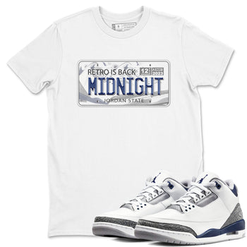 Air Jordan 3 Retro Midnight Navy shirt to match jordans Jordan Plate sneaker shirt 3s Midnight Navy SNRT sneaker tees unisex crew neck cotton White 1 crew neck shirt