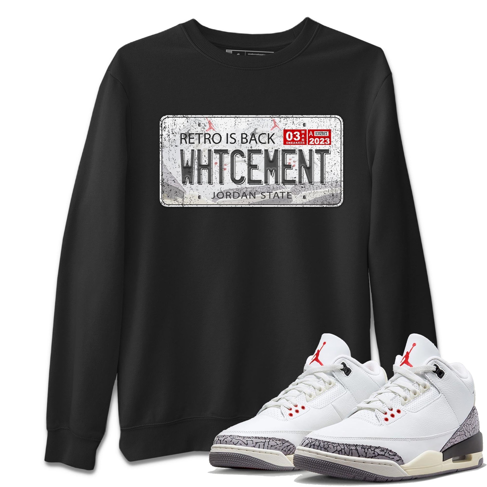Air Jordan 3 White Cement Jordan Plate Crew Neck Sneaker Tees AJ 3s White Cement Sneaker T-Shirts Washing and Care Tip