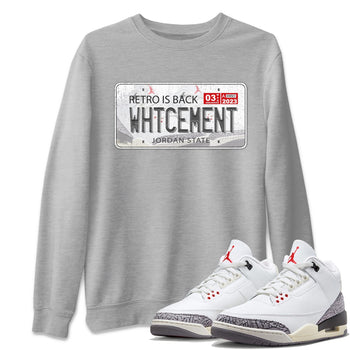 Air Jordan 3 White Cement Sneaker Match Tees Jordan Plate Sneaker Tees AJ 3s White Cement Sneaker Release Tees Unisex Shirts Heather Grey 1