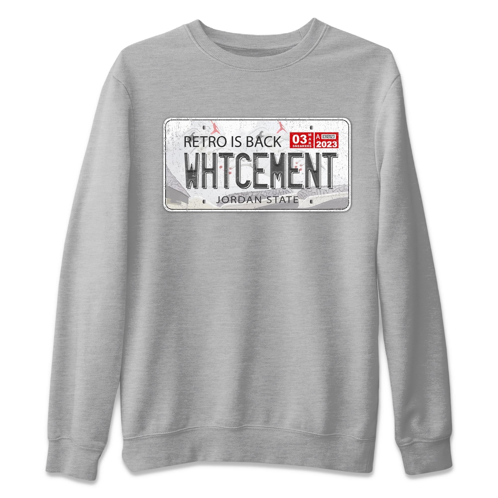 Air Jordan 3 White Cement Sneaker Match Tees Jordan Plate Sneaker Tees AJ 3s White Cement Sneaker Release Tees Unisex Shirts Heather Grey 2