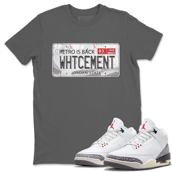 Air Jordan 3 White Cement Jordan Plate Crew Neck Sneaker Tees AJ 3s White Cement Sneaker T-Shirts Size Chart