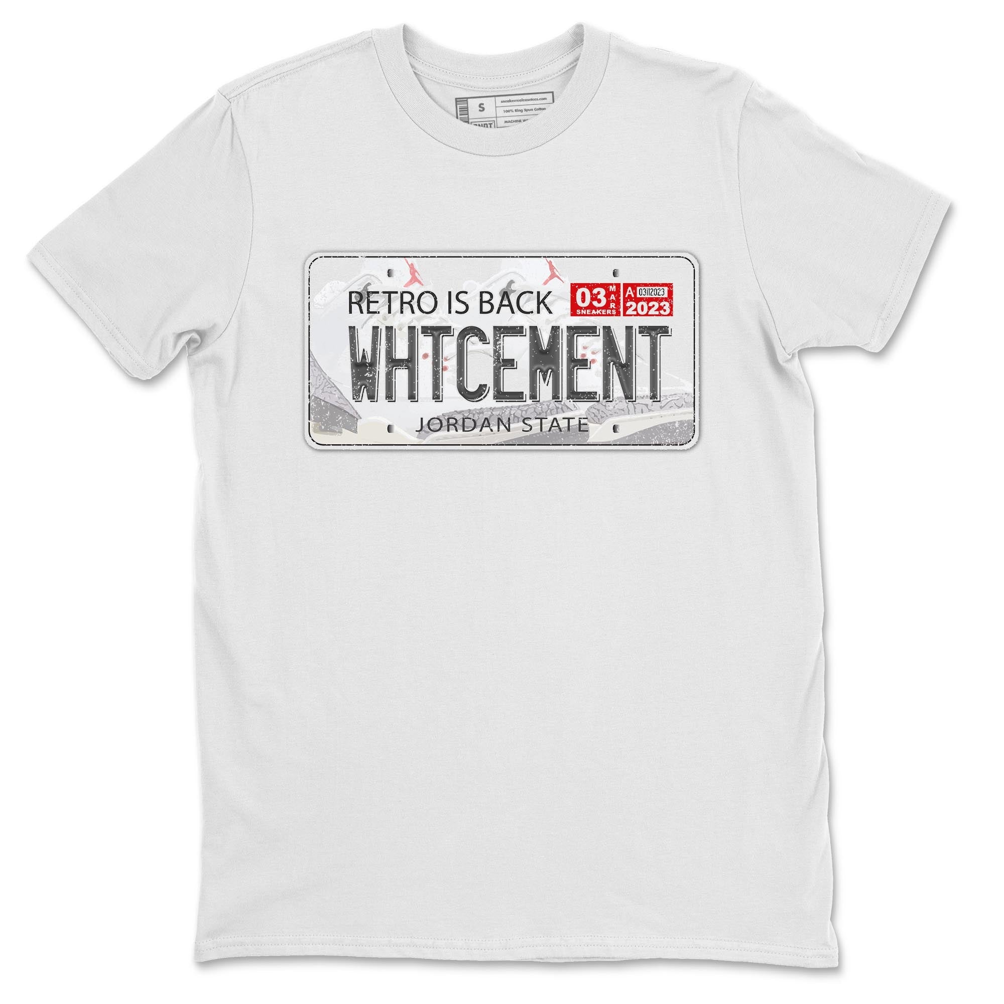 Air Jordan 3 White Cement Sneaker Match Tees Jordan Plate Sneaker Tees AJ 3s White Cement Sneaker Release Tees Unisex Shirts White 2