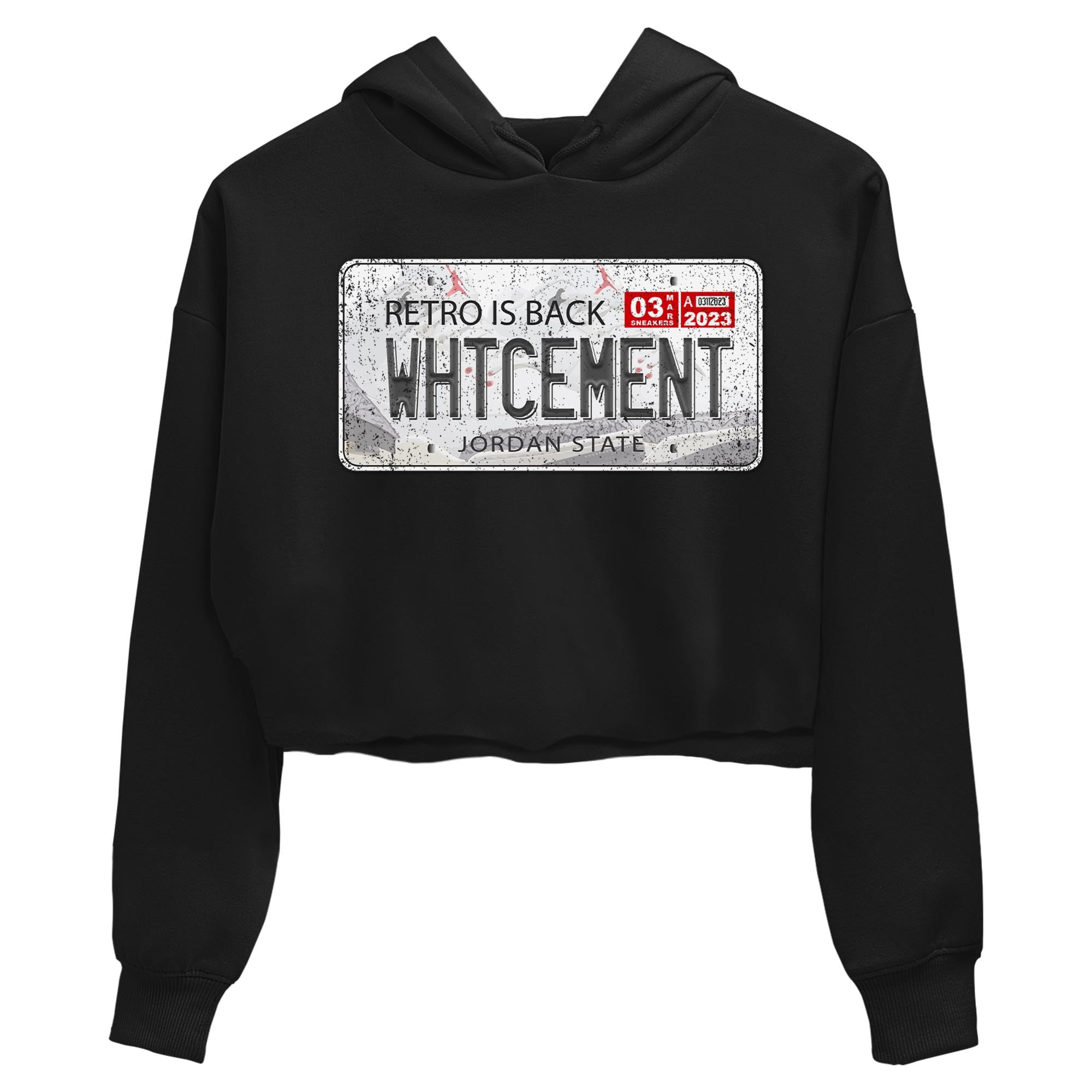 Air Jordan 3 White Cement Sneaker Match Tees Jordan Plate Sneaker Tees AJ 3s White Cement Sneaker Release Tees Women's Shirts Black 2