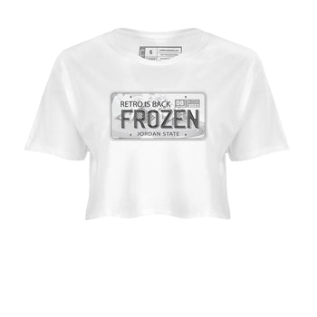 AJ4 Frozen Moments shirt to match jordans Jordan Plate sneaker tees Crew Neck AJ4 Frozen Moments SNRT Sneaker Release Tees White 2 Crop T-Shirt