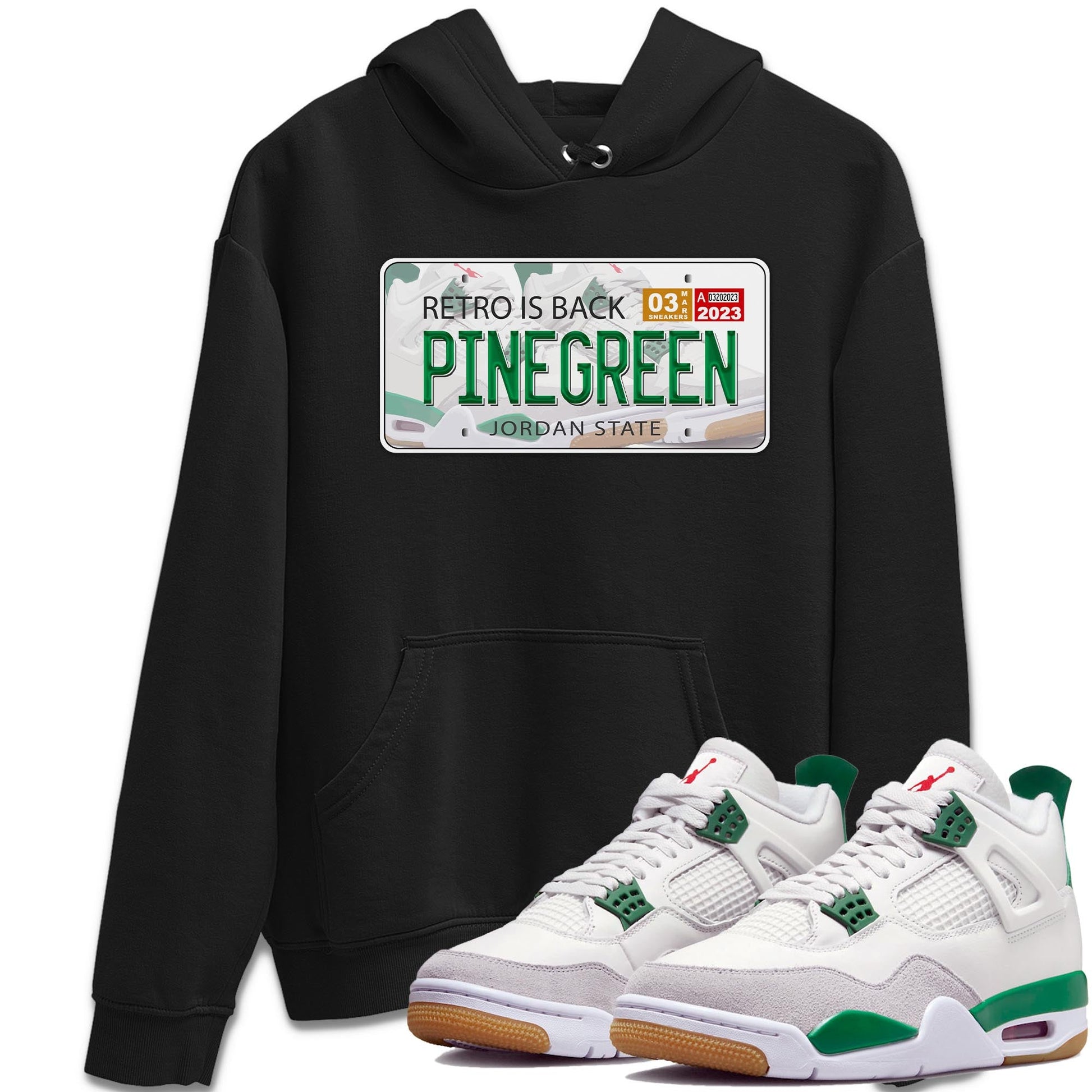 Air Jordan 4 Pine Green Sneaker Match Tees Jordan Plate Sneaker Tees AJ 4s Pine Green Sneaker Release Tees Unisex Shirts Black 1