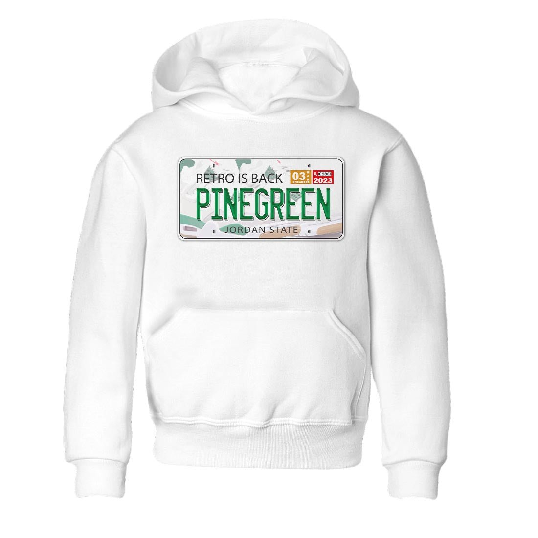 Air Jordan 4 Pine Green Sneaker Match Tees Jordan Plate Sneaker Tees AJ 4s Pine Green Sneaker Release Tees Kids Shirts White 2
