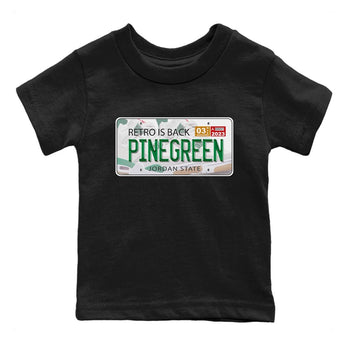 Air Jordan 4 Pine Green Sneaker Match Tees Jordan Plate Sneaker Tees AJ 4s Pine Green Sneaker Release Tees Kids Shirts Black 2