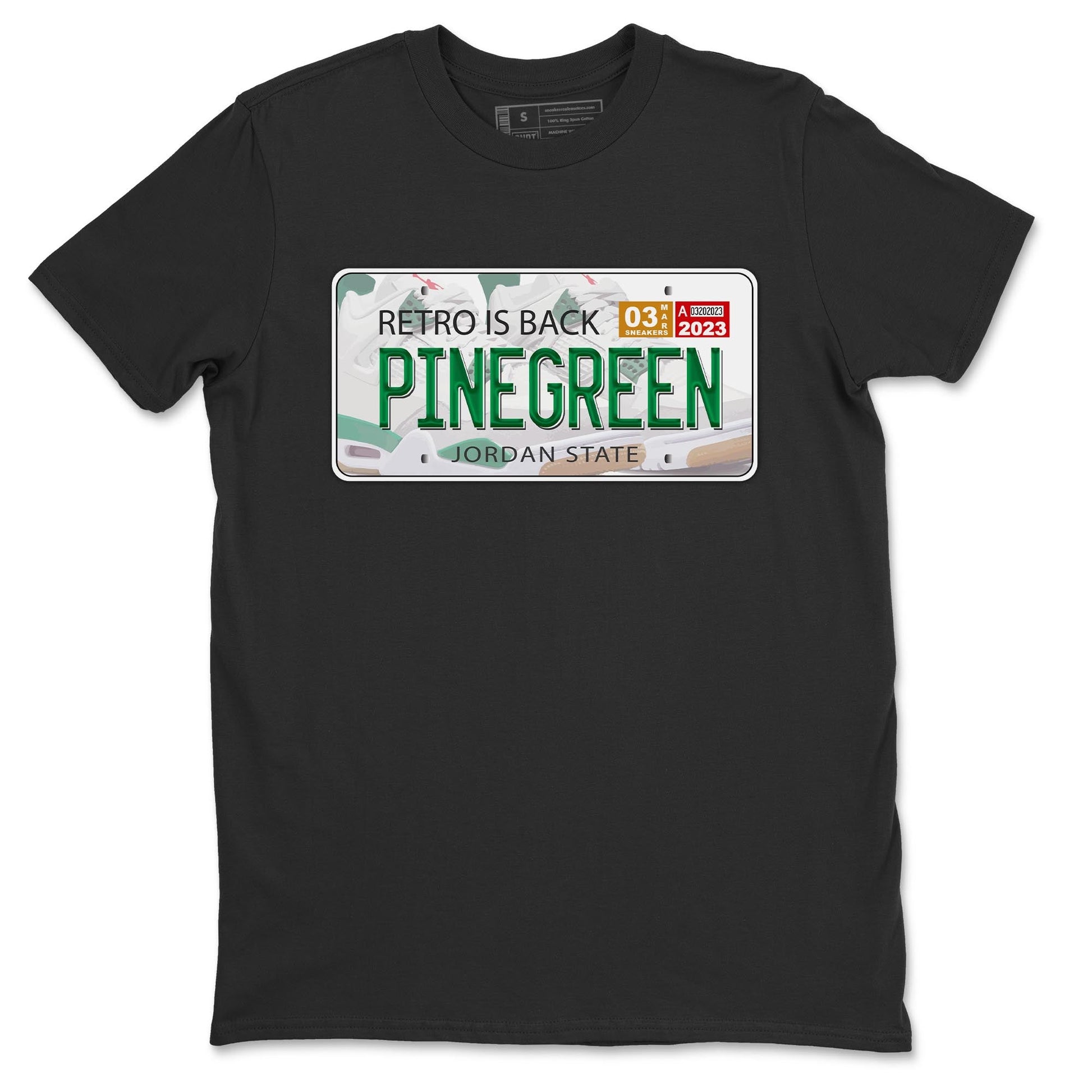Air Jordan 4 Pine Green Sneaker Match Tees Jordan Plate Sneaker Tees AJ 4s Pine Green Sneaker Release Tees Unisex Shirts Black 2