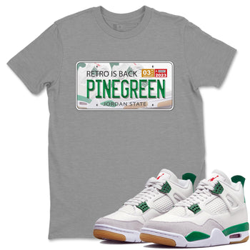 Air Jordan 4 Pine Green Sneaker Match Tees Jordan Plate Sneaker Tees AJ 4s Pine Green Sneaker Release Tees Unisex Shirts Heather Grey 1