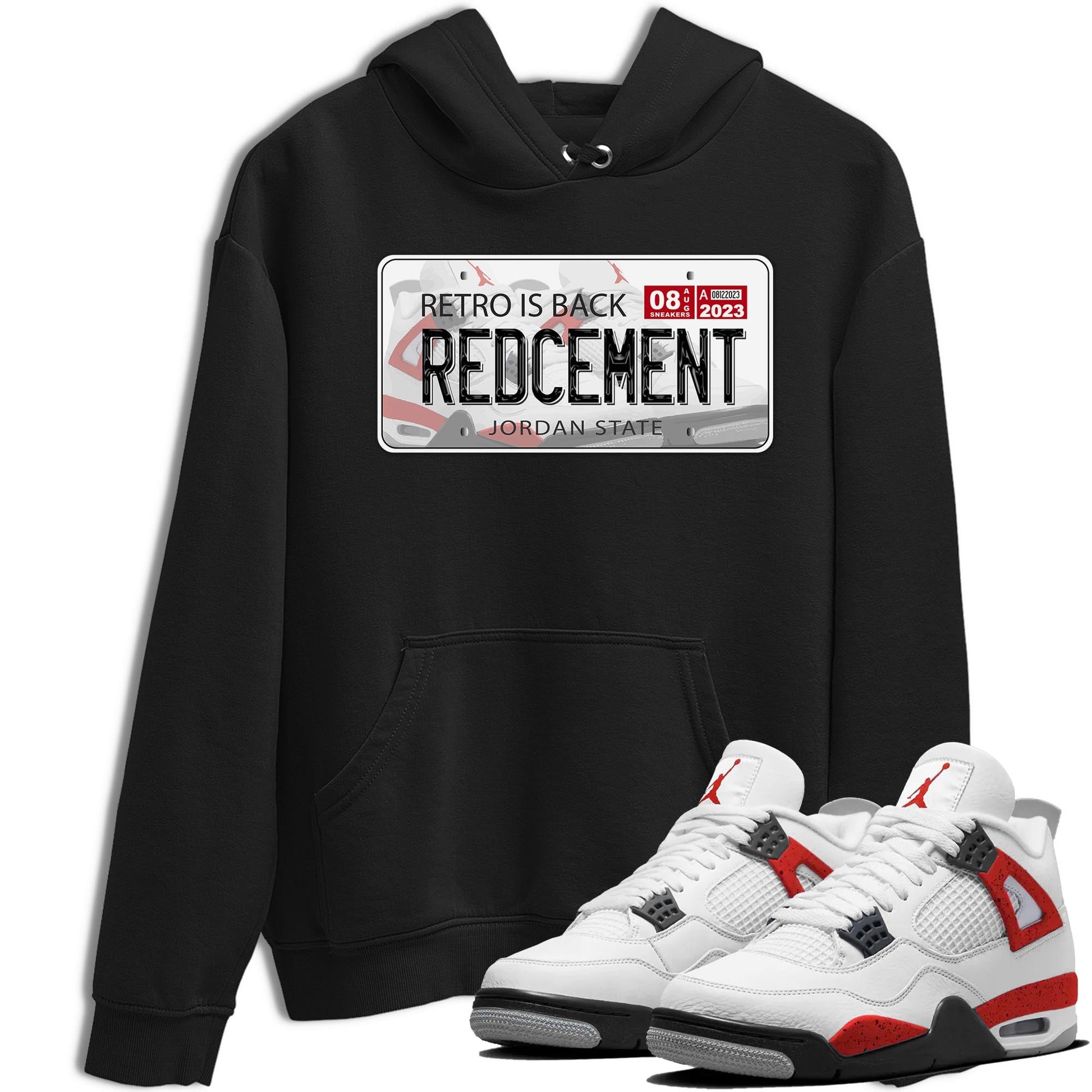 4s Red Cement shirt to match jordans Jordan Plate sneaker tees Air Jordan 4 Red Cement SNRT Sneaker Release Tees Crew Neck Casual Unisex Black 1 T-Shirt