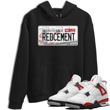 4s Red Cement shirt to match jordans Jordan Plate sneaker tees Air Jordan 4 Red Cement SNRT Sneaker Release Tees Crew Neck Casual Unisex Black 1 T-Shirt