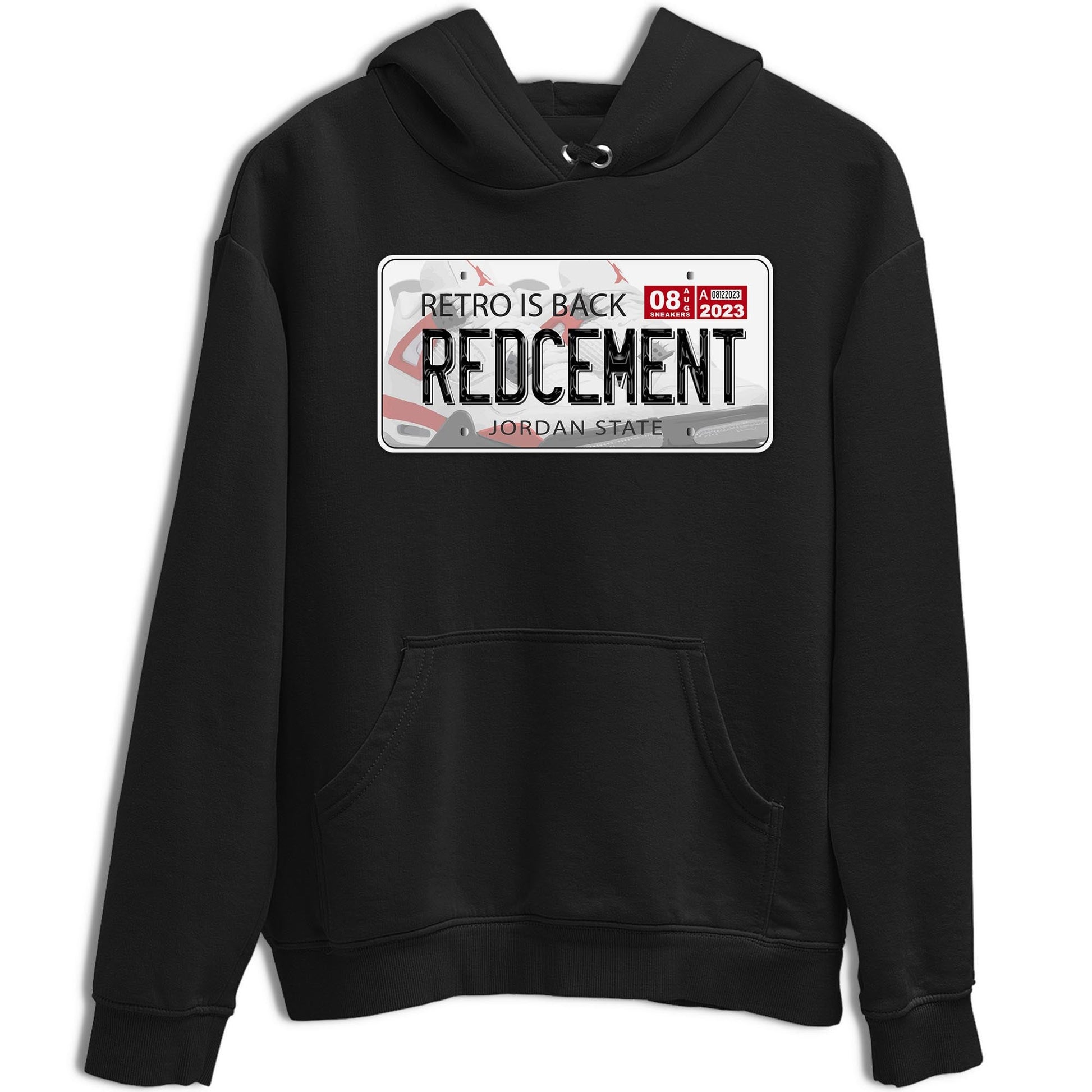 4s Red Cement shirt to match jordans Jordan Plate sneaker tees Air Jordan 4 Red Cement SNRT Sneaker Release Tees Crew Neck Casual Unisex Black 2 T-Shirt