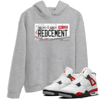 4s Red Cement shirt to match jordans Jordan Plate sneaker tees Air Jordan 4 Red Cement SNRT Sneaker Release Tees Crew Neck Casual Unisex Heather Grey 1 T-Shirt