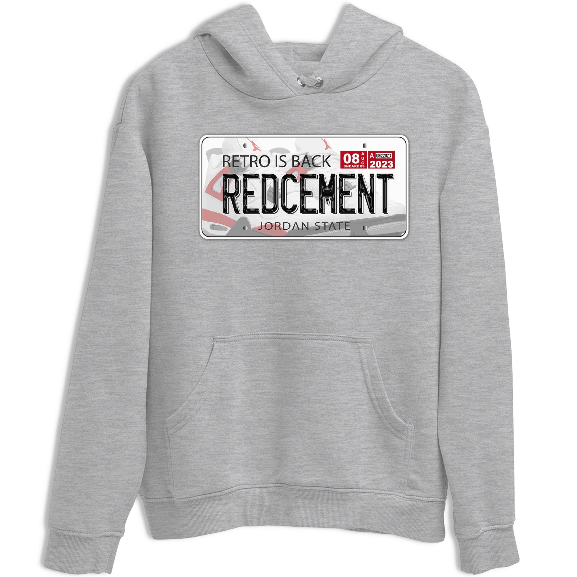 4s Red Cement shirt to match jordans Jordan Plate sneaker tees Air Jordan 4 Red Cement SNRT Sneaker Release Tees Crew Neck Casual Unisex Heather Grey 2 T-Shirt