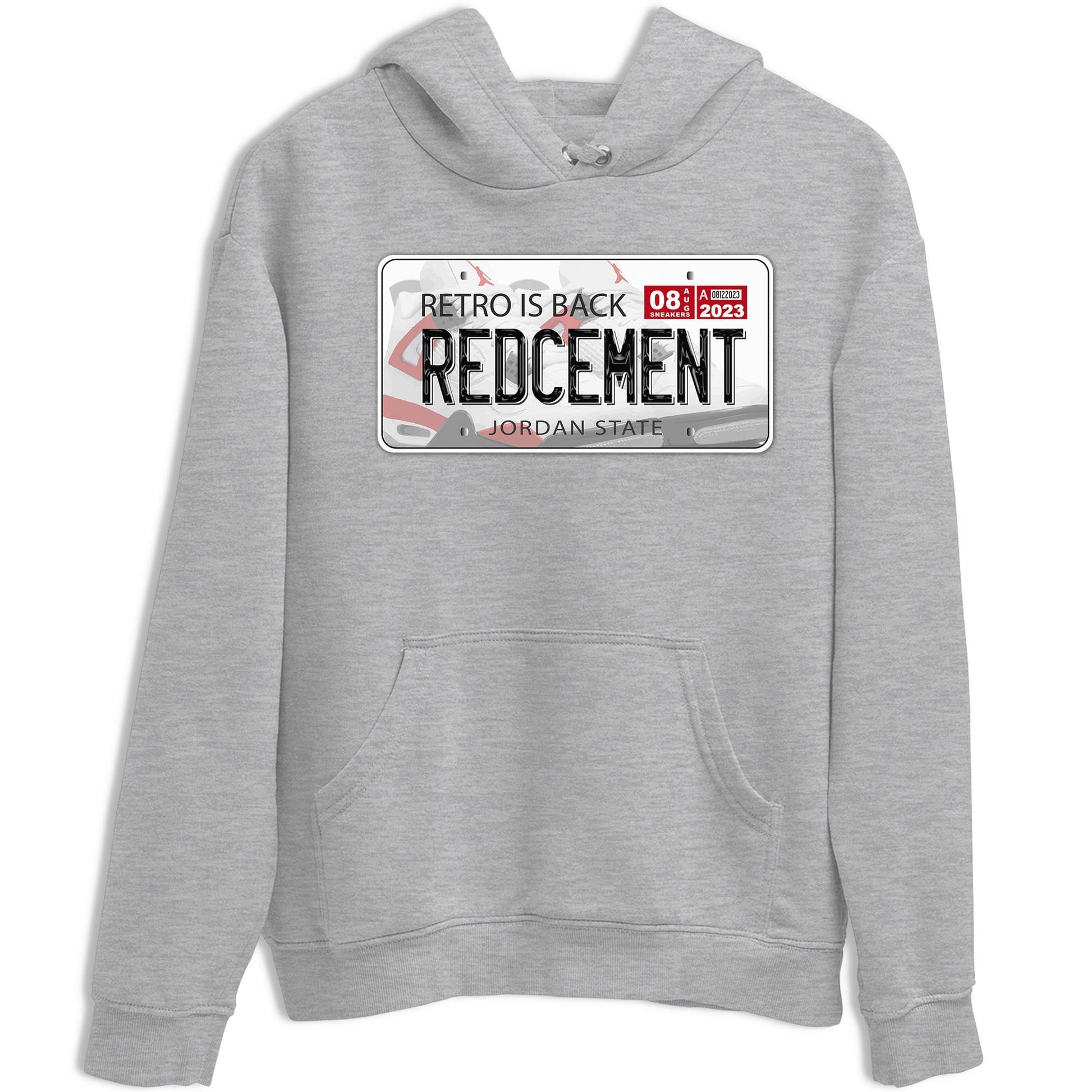 4s Red Cement shirt to match jordans Jordan Plate sneaker tees Air Jordan 4 Red Cement SNRT Sneaker Release Tees Crew Neck Casual Unisex Heather Grey 2 T-Shirt